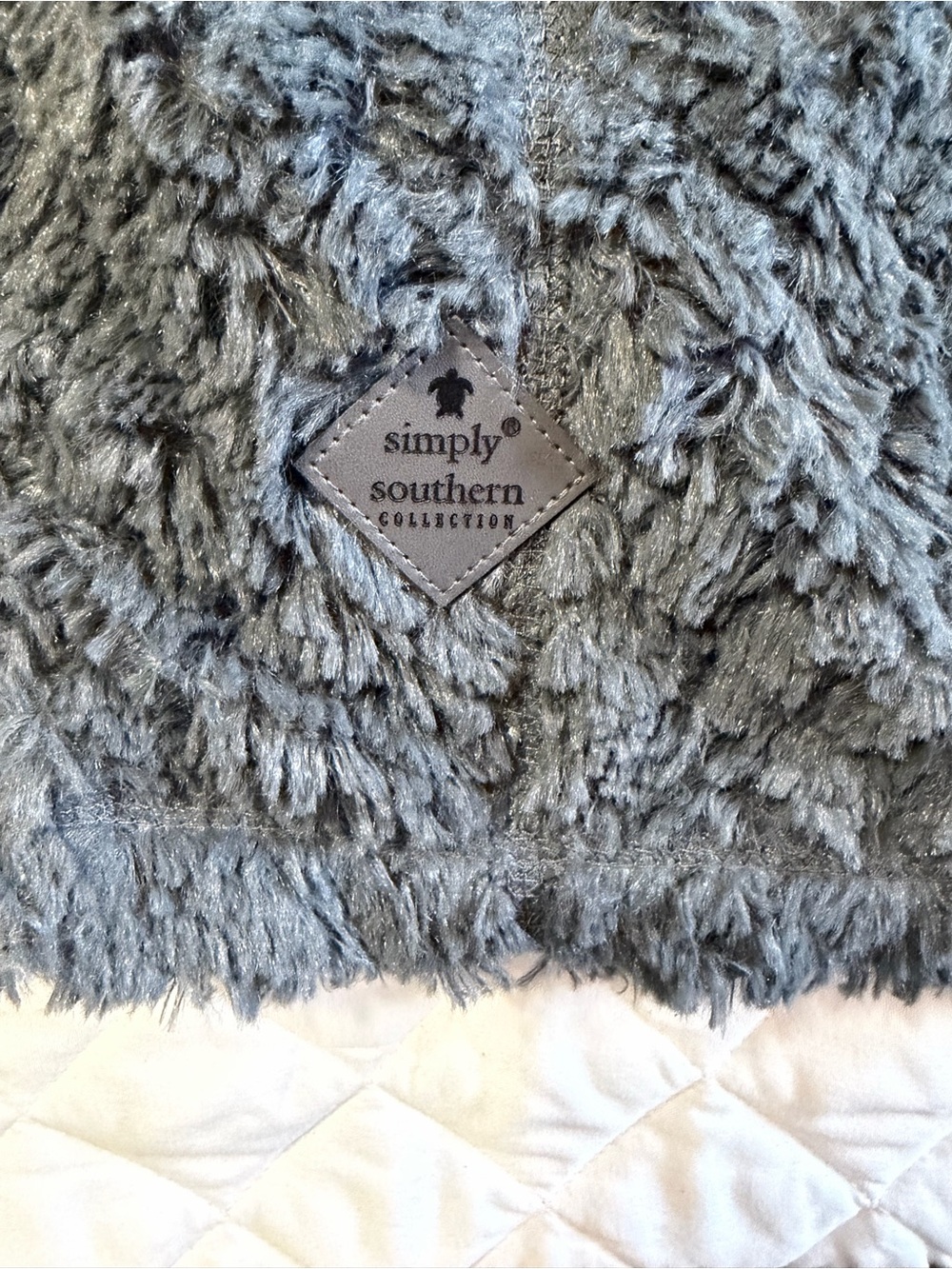 Simply Southern Plush Sherpa Quarter-Zip Jacket - Gray with Cream Lining - Picture 6 of 8